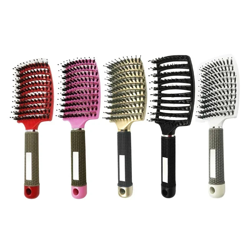 Hair Brush Exfoliating Hair Brush Bristle Women's Wet Curly Hair Comb Salon Hair Styling Tool，Special for Real Hair Wigs