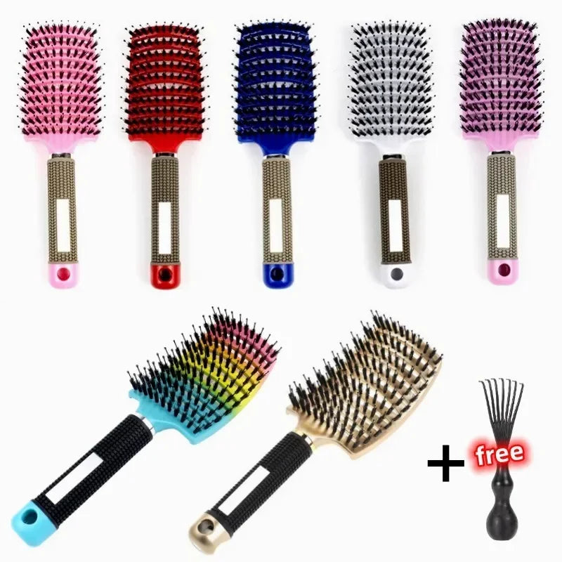 Hair Brush Exfoliating Hair Brush Bristle Women's Wet Curly Hair Comb Salon Hair Styling Tool，Special for Real Hair Wigs