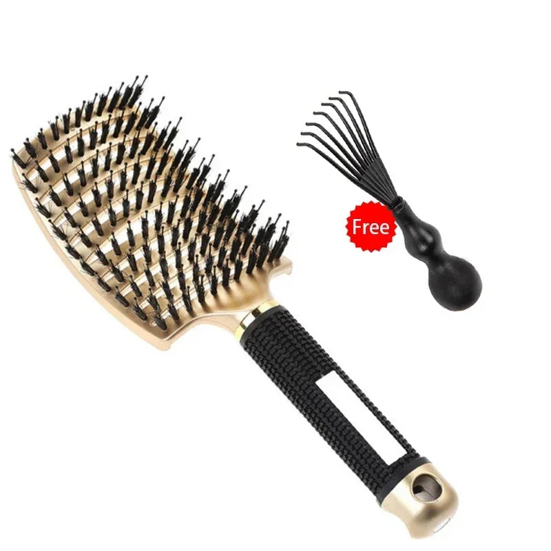 Hair Brush Exfoliating Hair Brush Bristle Women's Wet Curly Hair Comb Salon Hair Styling Tool，Special for Real Hair Wigs