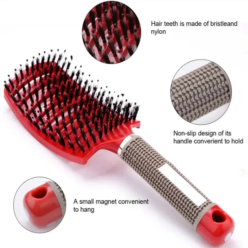 Hair Brush Exfoliating Hair Brush Bristle Women's Wet Curly Hair Comb Salon Hair Styling Tool，Special for Real Hair Wigs